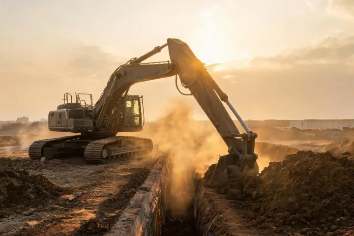 Doosan 30-ton class crawler excavator on foundation dig